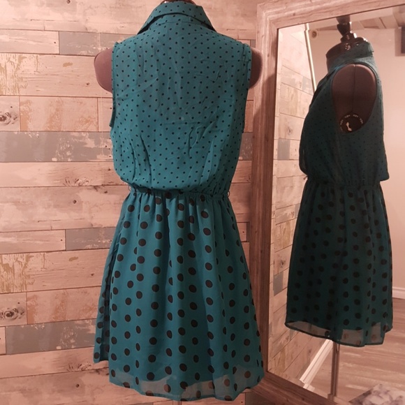 Teal Polkadot Chiffon Sundress - Picture 2 of 2